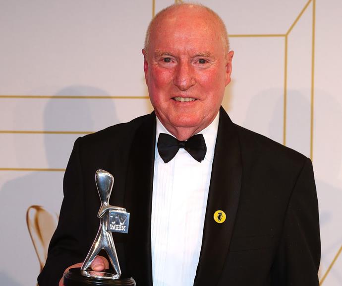 Ray posing with his Silver Logie at the 2018 awards.