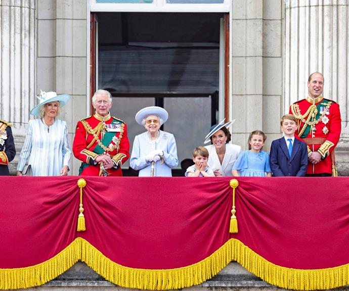 Working royals stand on the balcony for Trooping The Colour 2022.