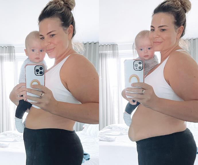 **Fiona Falkiner**
<br><br>
Five months after the birth of her first child Hunter, [Fiona](https://www.newidea.com.au/fiona-falkiner-baby-body|target="_blank") shared a body positivity message for mothers struggling to lose their baby weight. In August 2021, Fiona shared photos of her postpartum body - one with her tights pulled over her stomach and one baring it all to remind women "how different bodies can look with just a slight adjustment of clothing".
<br><br>
"To all the mammas out there struggling with self-love and body confidence, I hear you! It's not easy," she wrote. "On the days I struggle with my body [partner] Hayley reminds me that my tummy, or 'Hunter's Pouch' as she affectionally nicknamed it, carried our beautiful son for 9 months keeping him warm and safe until he arrived in our arms."
<br><br>
The former *Biggest Loser* star said her fiancée's reassurance was the "perfect reminder" to be kinder to herself. "The female body is incredible! So here it is in all her glory my pouch. It's a reminder to never compare yourself to anyone else. Just live your own life and be happy!" she wrote.