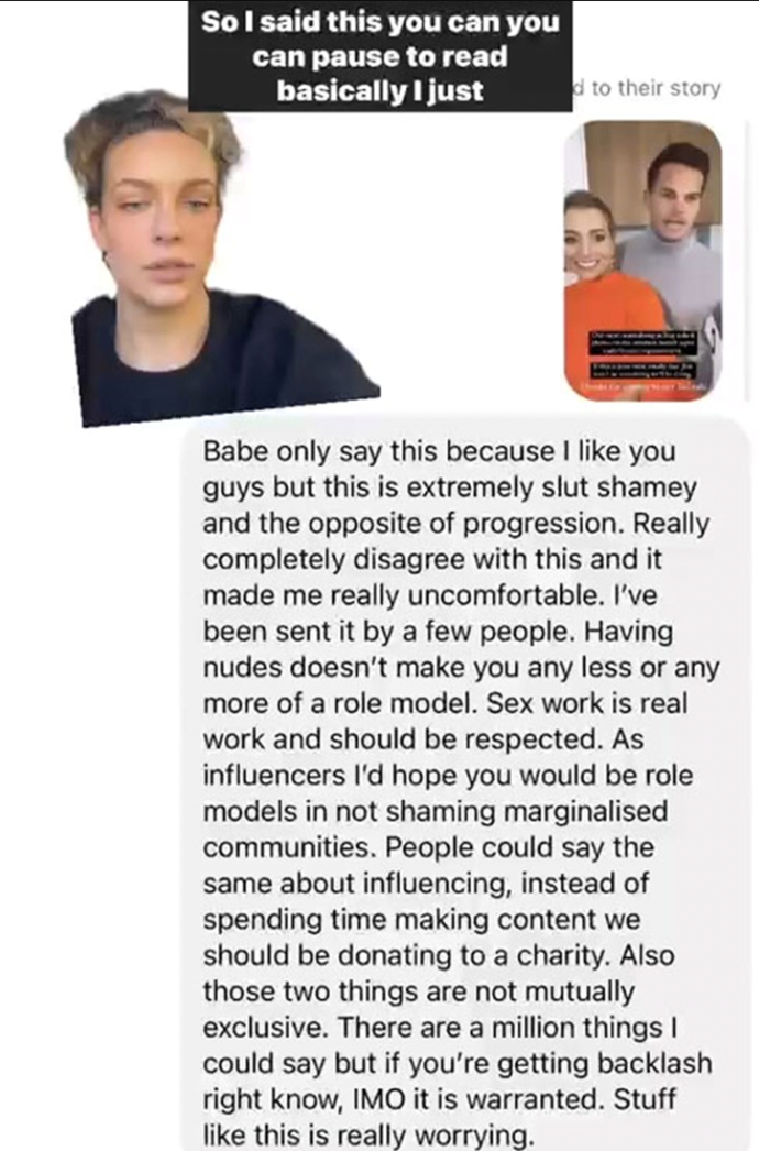 Abbie posted screenshots of the message she sent to Holly mintues after the original video was uploaded.