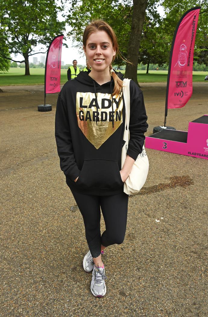 She's not afraid to show off her cheeky and casual side either! Beatrice wore this appropriate hoodie at the 2017 Lady Garden 5K & 10K Run in aid of Silent No More Gynaecological Cancer Fund.