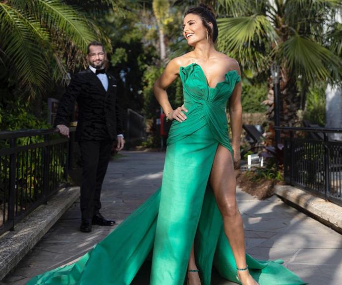 Ada hadn't even stepped onto the carpet when she proved on Instagram that she's the queen of the event. Her custom made gown is by her favourite brand Velani, and her shoes are Aquazzura. We love [partner Adam Rigby's](https://www.nowtolove.com.au/celebrity/celeb-news/ada-nicodemou-adam-rigby-relationship-64749|target="_blank") loving look as well!