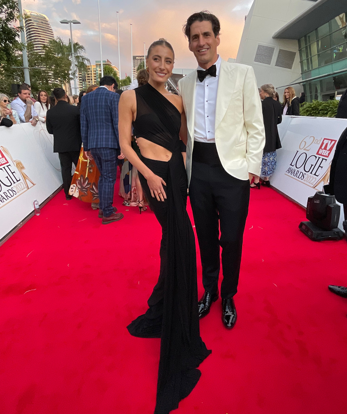 [Andy Lee and his partner Rebecca Harding](https://www.nowtolove.com.au/celebrity/celeb-news/andy-lee-rebecca-harding-logies-2022-73674|target="_blank") were all glitz and glam in monochromatic ensembles.