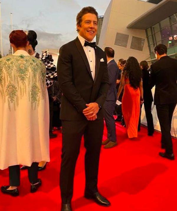 Former star Stephen Peacocke looked dapper indeed in his black-and-white tuxedo.