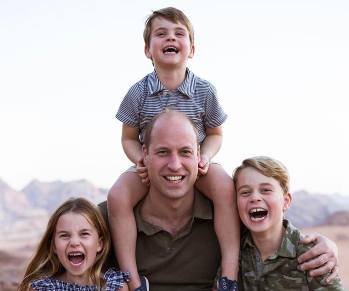 The Cambridges rang in Father's Day 2022 by sharing a never-before-seen family snap from their 2021 Christmas photoshoot. 
<br><br>
In the picture, Prince Louis sits on Prince William's shoulders, while Princess Charlotte and Prince George laugh along with them. 
<br><br>
They captioned the photo, "Wishing a Happy Father's Day to fathers and grandfathers across the world today!"