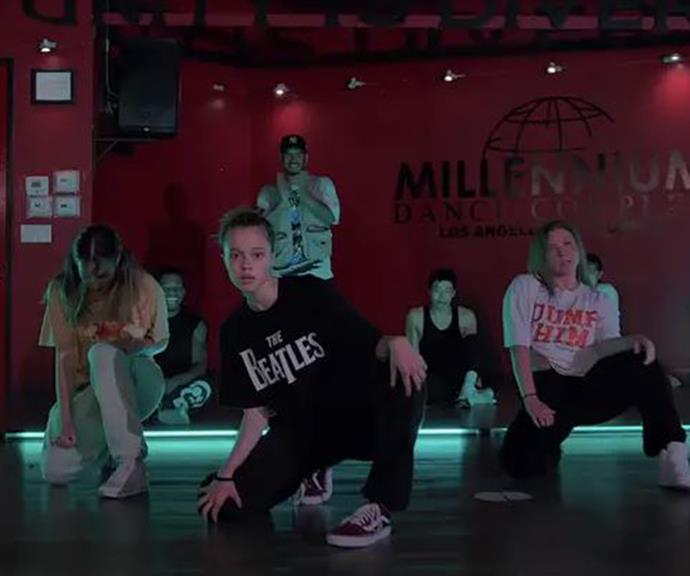 In the clips, filmed at Hollywood's Millennium Dance Complex, Shiloh showed off her moves to Doja Cat's hit *Vegas*