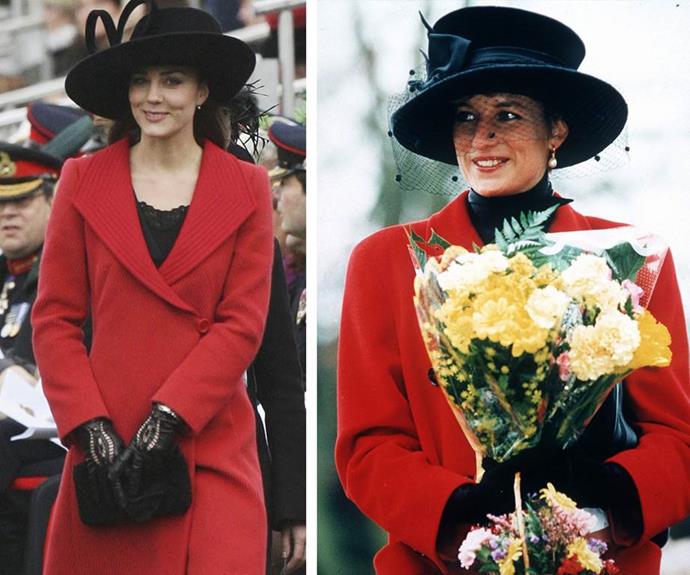 Before Catherine was even engaged, she drew a comparison to Diana for her outfit at Prince William's Sandhurst graduation.