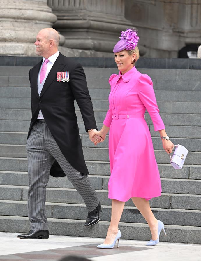 An underrated style icon! Zara Tindall stood out at the National Service of Thanksgiving at St Paul's Cathedral for the Queen's Platinum Jubilee. We love that her husband Mike coordinated with his tie!