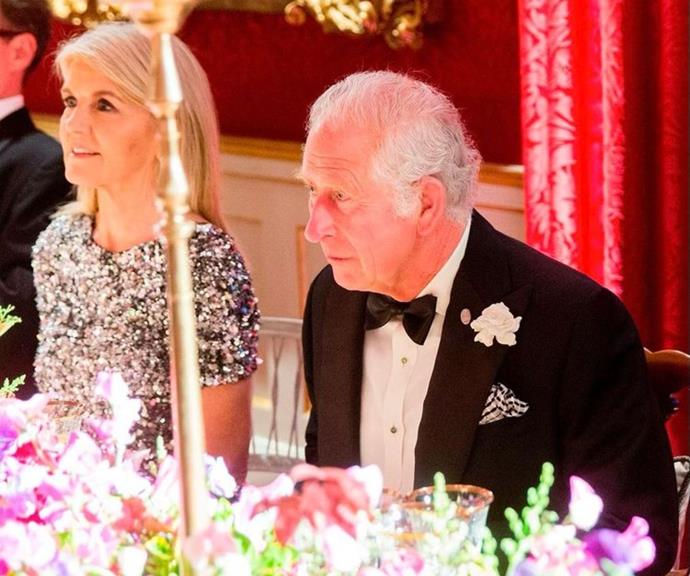 Julie pictured with Prince Charles during dinner at St James' Palace.