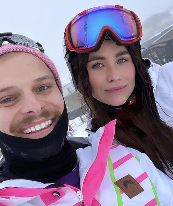 Jack shared photos and videos to Instagram of himself and Courtney skiing in Perisher.