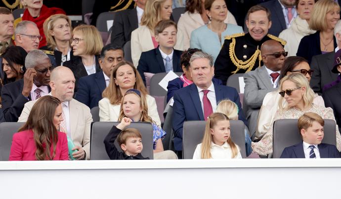 The Tindall family chatted happily with the Cambridges during the Platinum Pageant in 2022, with Mia and [Prince Louis](https://www.nowtolove.com.au/royals/british-royal-family/royal-friends-54612|target="_blank") being particularly friendly throughout the celebrations.