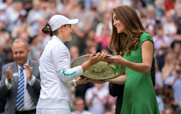 Kate presented Ash Barty with the Venus Rosewater Dish last year.