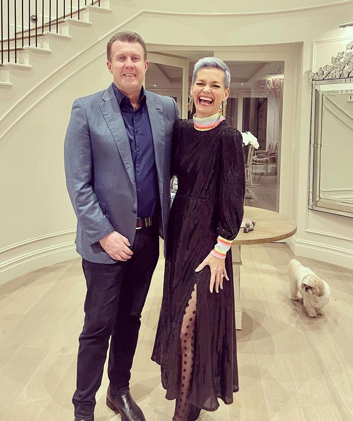 What a chic couple! Jess and hubby Peter Overton looked suave for a night out together.