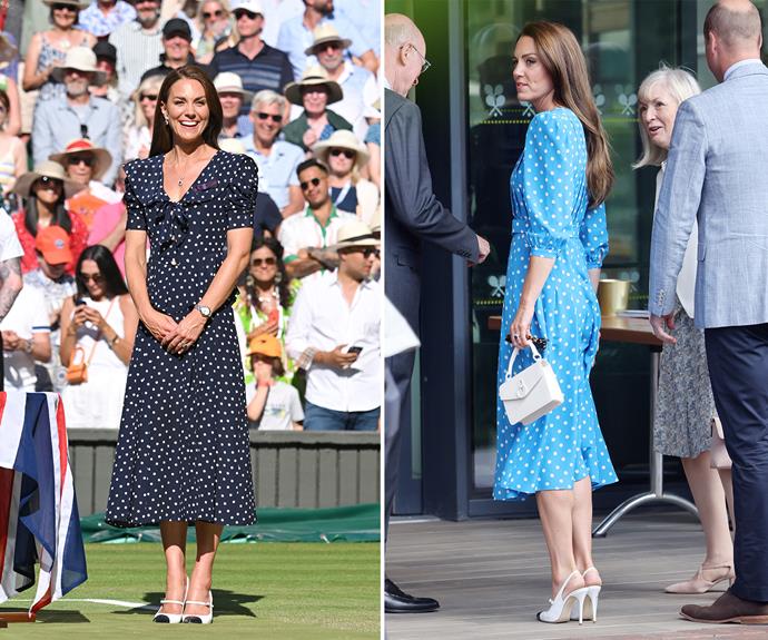 The duchess wore these black and white contrast heels to Wimbledon.