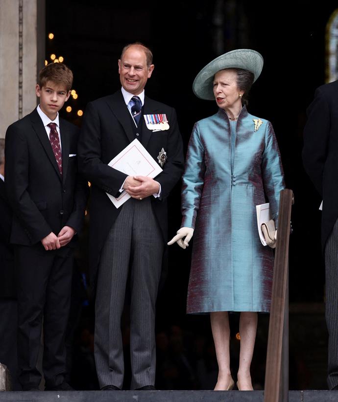 That same month James and his father attended the National Service of Thanksgiving, photographed here with Princess Anne.
