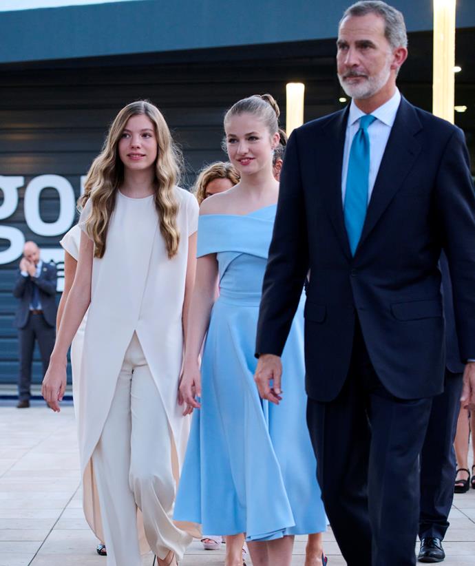 Future queen Leonor (centre) is already following in her father's footsteps.