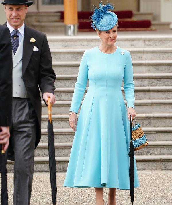 Sophie shone bright at the 2022 royal garden party in this blue dress by one of Catherine, Duchess of Cambridge's [favourite designers, Emilia Wickstead](https://www.nowtolove.com.au/fashion/fashion-trends/kate-middleton-meghan-markle-best-emilia-wickstead-dresses-73458|target="_blank").