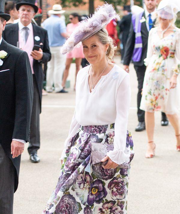 The countess was certainly a stand out during the 2021 Royal Ascot with this floral outfit. The skirt was from the brand Suzannah and paired with a breezy V-neck blouse from ARoss Girl x Soler.