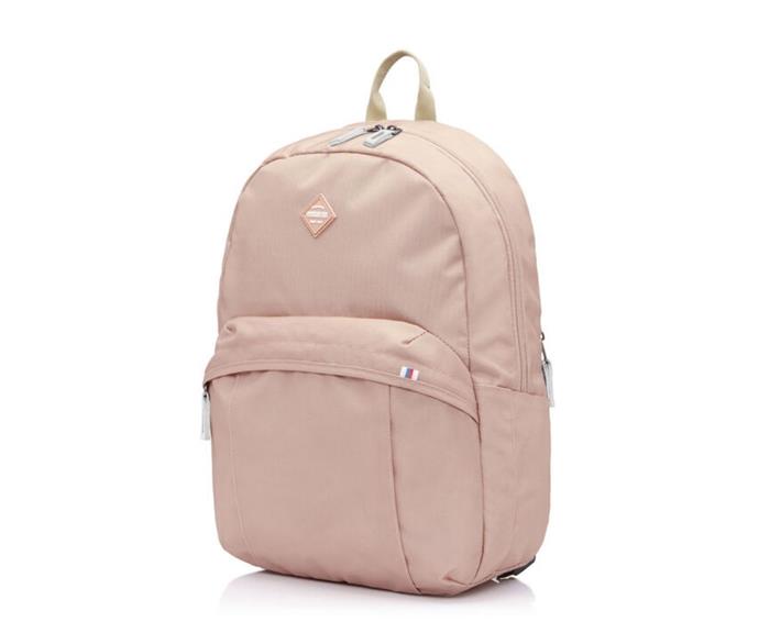 **Rudy backpack in light pink, $59.95 at [American Tourister](https://go.linkby.com/QBUNNDAD/american-tourister/rudy/backpack-1/at-128127-1512.html|target="_blank"|rel="nofollow")** <br><br>
With multi-pocket compartments and a security back pocket – a must in our books - this backpack by American Tourister is perfect for your next business trip. <br><br>
**[SHOP NOW](https://go.linkby.com/QBUNNDAD/american-tourister/rudy/backpack-1/at-128127-1512.html|target="_blank"|rel="nofollow")**