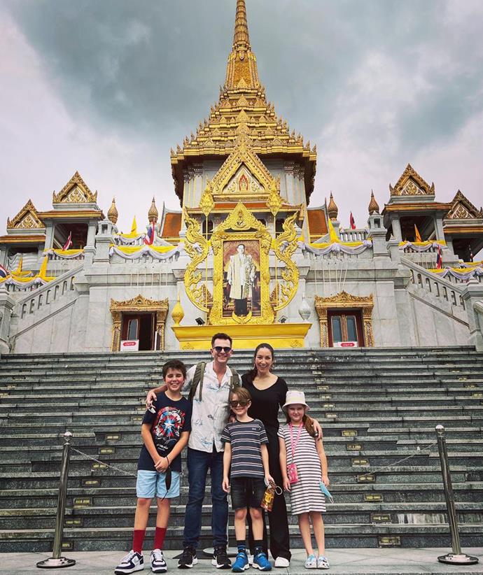 In July he and Lisa packed up the kids for a family holiday to Thailand, David captioning this snap: "First day in Bangkok. Went to see the Golden Buddha then hit the floating markets for lunch. First time for the family here. I was around Leo's age when I first came here. Love it."