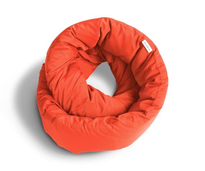 **Infinity travel pillow in sunset orange, $55, [Infinity Pillow](https://infinitypillow.co/product/infinity-pillow/|target="_blank"|rel="nofollow")** <br><br>
Twist, wrap or bundle the Infinity travel pillow into whatever shape you need it to be. Whether it's used on the window, aisle or middle seat of the plane, on the road, or at home on the couch, the Infinity travel pillow will do you no wrong.
<br><br>
**[SHOP NOW](https://infinitypillow.co/product/infinity-pillow/|target="_blank"|rel="nofollow")**
<br><br>
Lead photo: Getty <br><br>
By Janet Guan