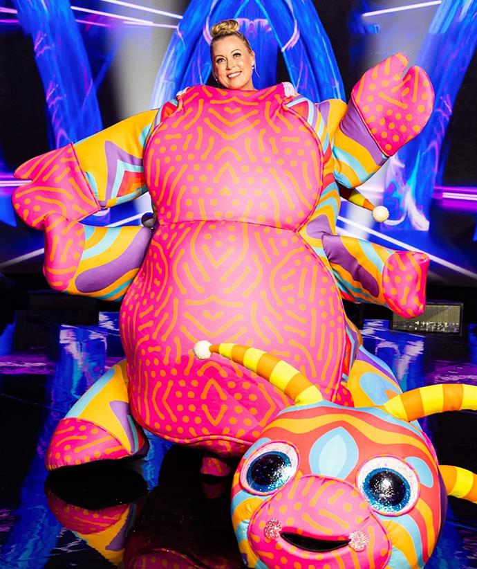 **Caterpillar - Lisa Curry**
<br><br>
None of the judges guessed this 60-year-old swimming legend was under the caterpillar mask, leading to plenty of excitement when she revealed herself in the second episode. Who knew Lisa could sing like that?