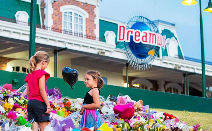 Floral tributes covered the entrance to Dreamworld in tribute to the  four people  killed on the Thunder Rapids ride 