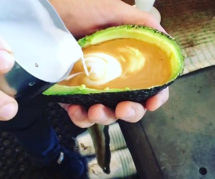 The avo-latte is coffee that comes served in an avocado skin. 