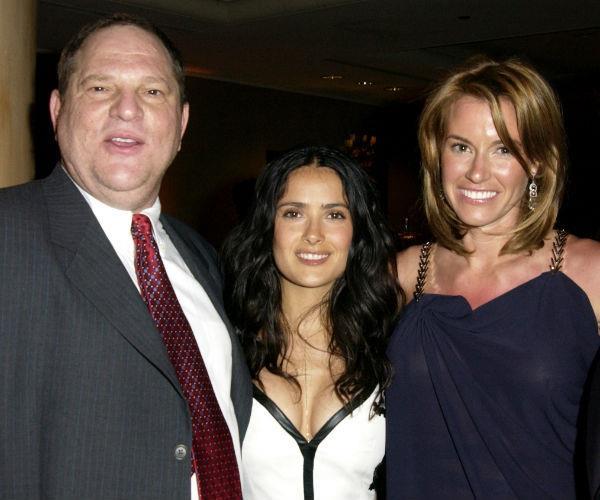 Salma (C) is pictured alongside Harvey Weinstein and Kelly Bensimon back in 2003.