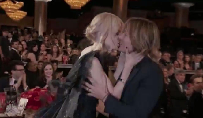 Nicole Kidman and Keith Urban share the weirdest kiss at the Golden Globes and we can't stop watching