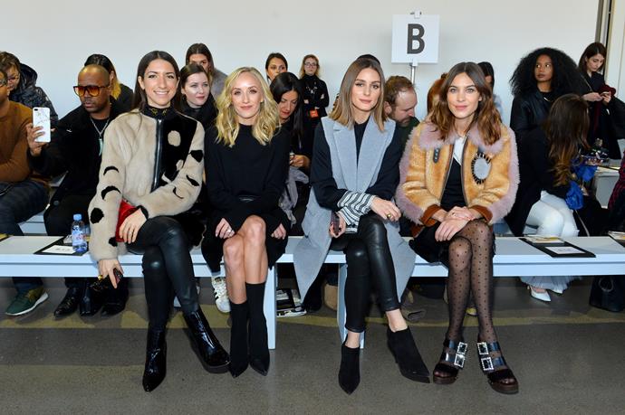 **Nastia Liukin, Olivia Palermo, and Alexa Chung**, front row for Noon by Noor during New York Fashion Week.