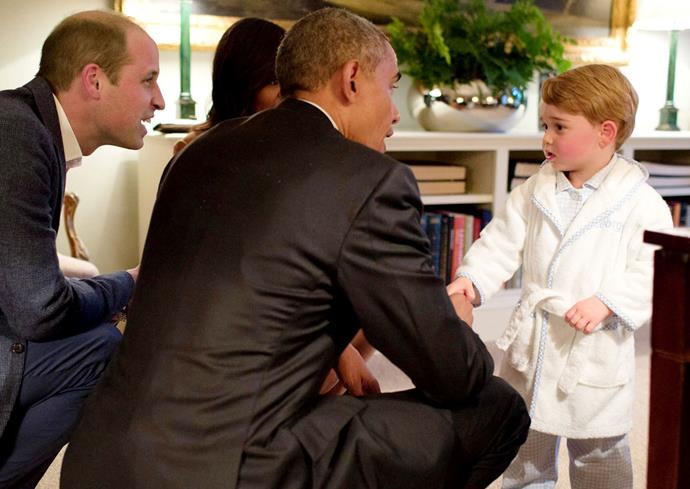 Young George meets President Obama
