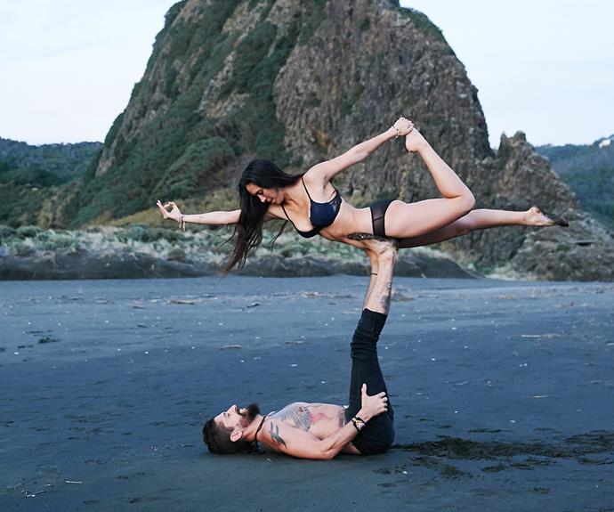 Nikki Rhodes and Franko Heke - the couple practices and teaches yoga and meditation, and live alcohol-free lives.