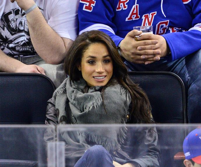 Back to brunette! Meghan Markle attended a hockey game at Madison Square Garden in 2013 in New York City.