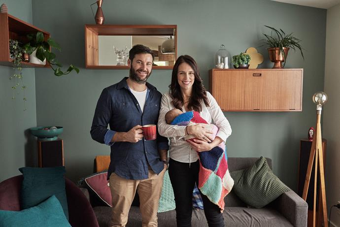 Jacinda Ardern and partner Clarke Gayford released two new images of themselves in their new Sandringham home with baby Neve on Ardern's first day back at work. The images were taken by Derek Henderson.