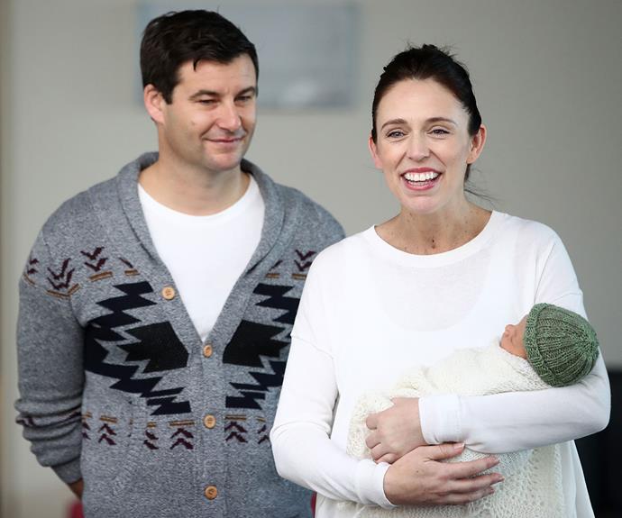 Jacinda Ardern and Clarke Gayford [introduce baby Neve to 'the village'](https://www.nowtolove.co.nz/parenting/pregnancy-birth/jacinda-ardern-clarke-gayford-name-their-baby-girl-38248|target="_blank") as they leave Auckland Hospital.