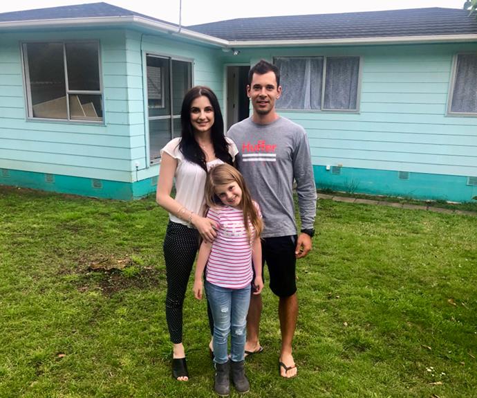 Cassie Arauzo and Myron Simpson with Cassie's daughter, Alexia. Cassie and Myron have just bought their first home in Auckland.