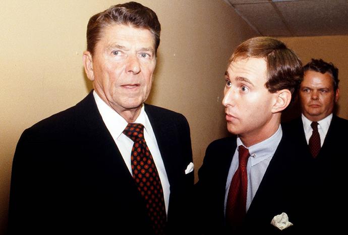 Stone with Ronald Reagan during the 1980 campaign.