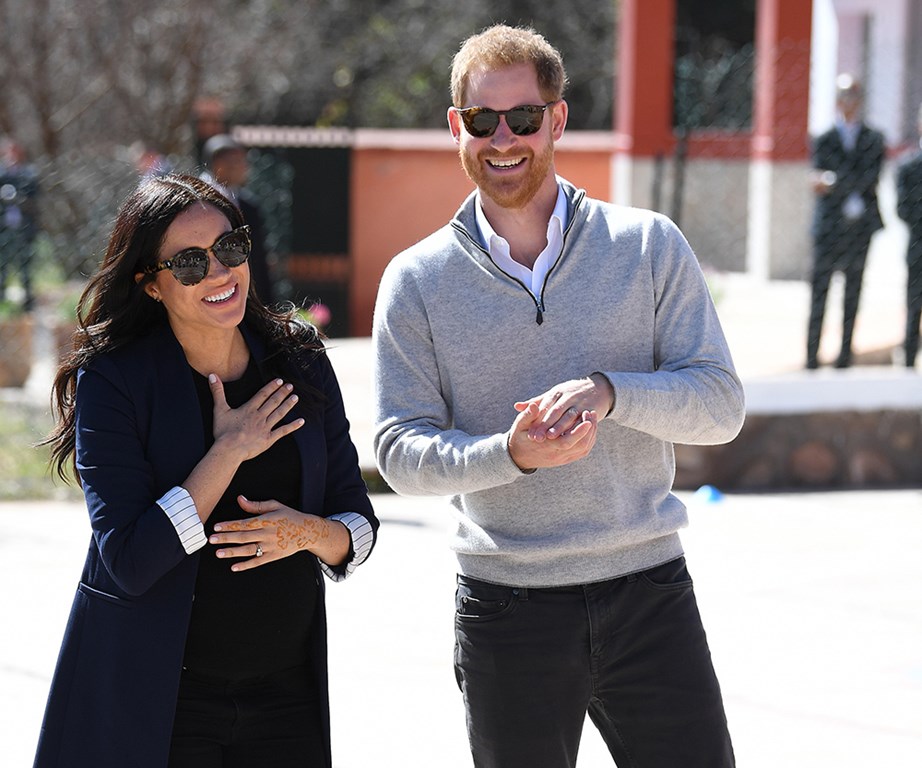Meghan and Harry during a royal tour of Morocco in February. *(Image: Getty)*