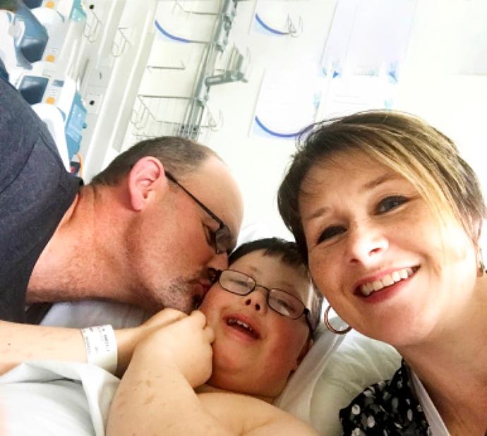 Doting parents Sandra and Brendon with Bradley before his surgery.