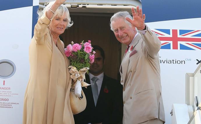 prince charles and camilla getting on a plane
