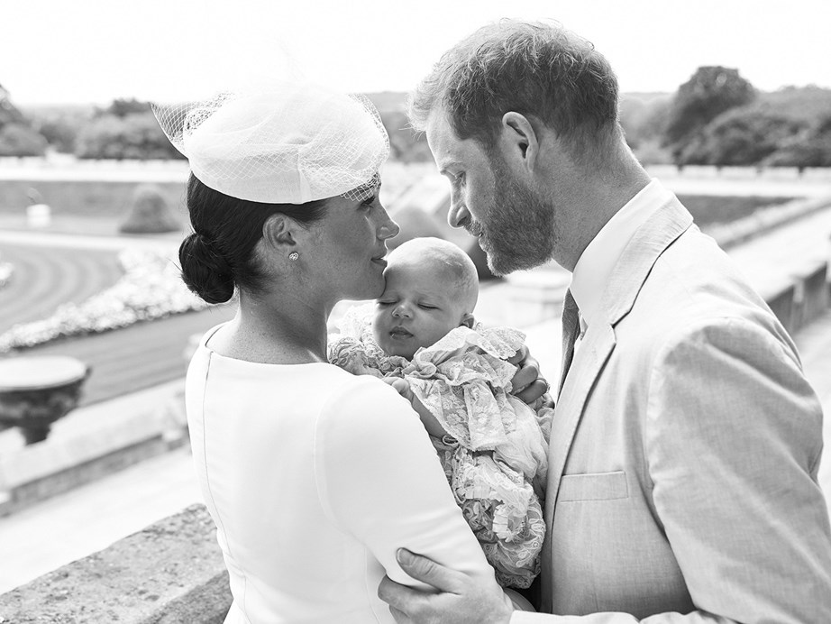 Baby Archie looked perfectly serene in one of the portraits shared by the royal couple from the day of the christening. *(Image: Chris Allerton/@SussexRoyal)*