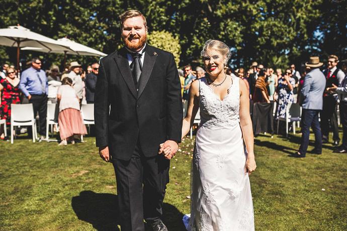 The couple married last year. "We walked up the aisle together as a couple, choosing to enter into the marriage as equals," says Hayley, who has always had Dan's support.
