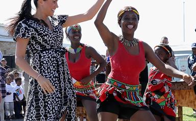 Duchess Meghan and Prince Harry show off their dance moves following their arrival in South Africa