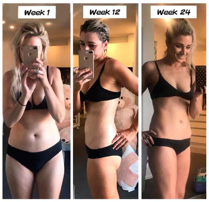 Shredding for the wedding: Erin's been hard at work with multiple rounds of Monty Betham's 12-week challenge.
