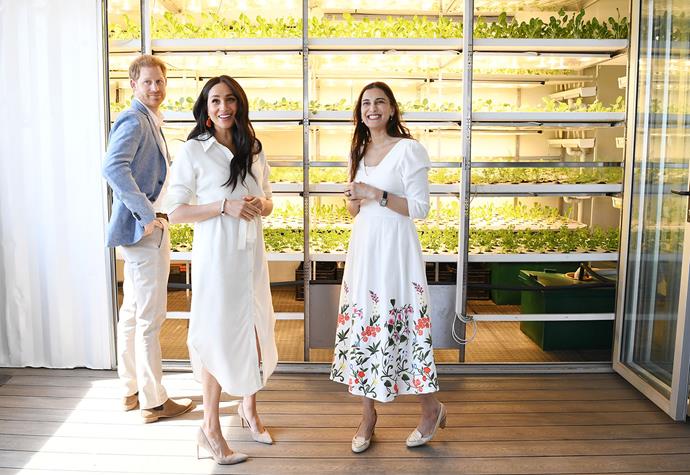Harry and Meghan learned about some of the innovative businesses created by young entrepreneurs. *(Image: Getty)*