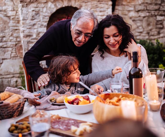 family eating Mediterranean diet