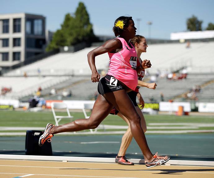 Alysia Montano continued to compete throughout her first pregnancy.