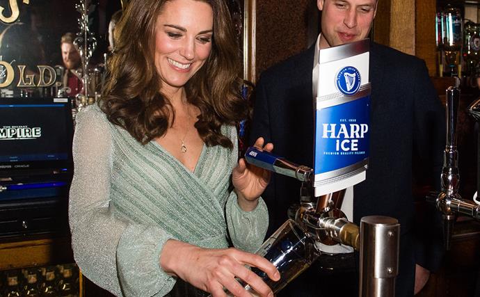 kate middleton pours beer