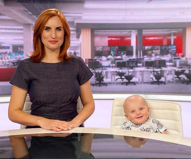 Samantha Hayes' baby Marlow joins her on the newsdesk and all we can say is awww!